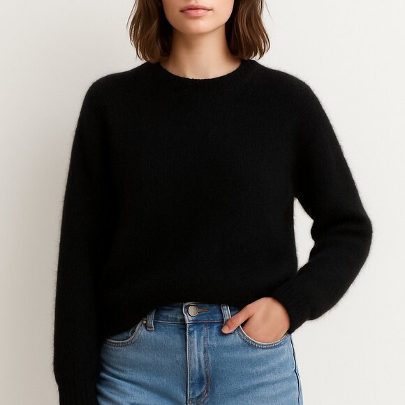 Vintage Oversized Chunky Mohair Sweater Black Women's Sweater Size Medium - Picture 1 of 7